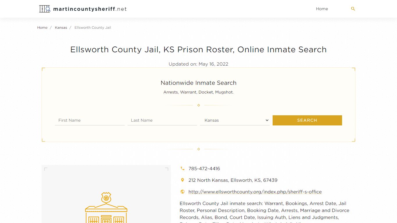 Ellsworth County Jail, KS Prison Roster, Online Inmate ...