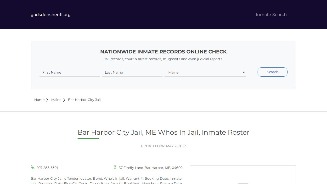 Bar Harbor City Jail, ME Inmate Roster, Whos In Jail